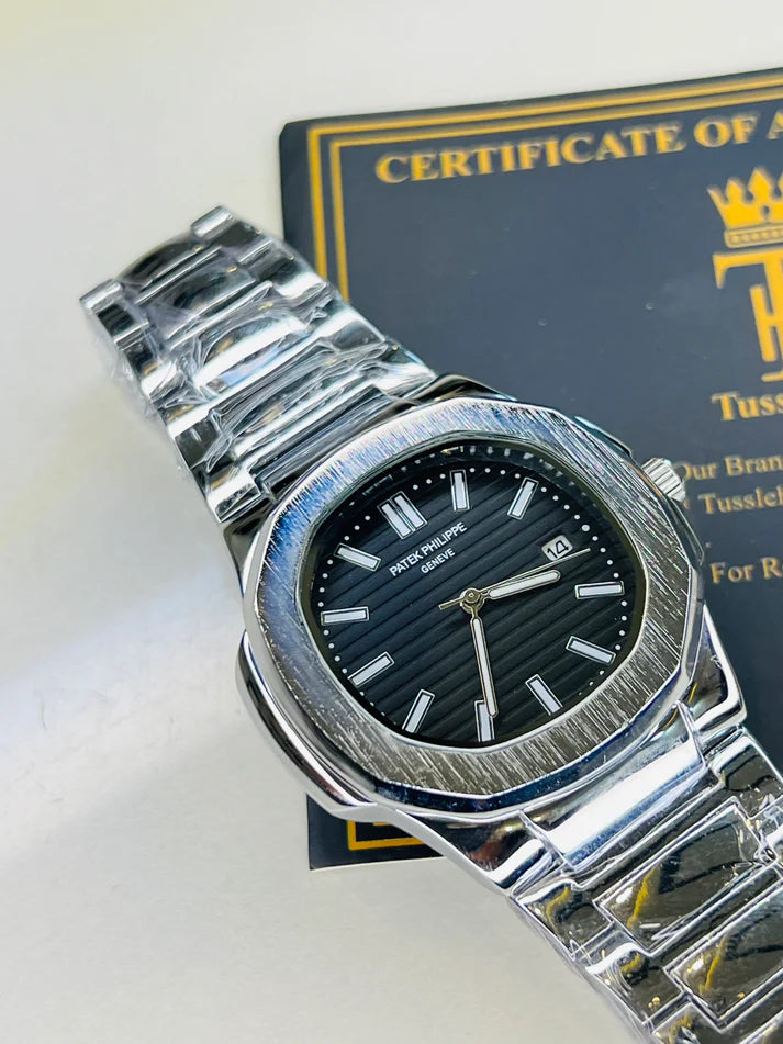 Mens Branded Watch Black Dial - Stainless Steel