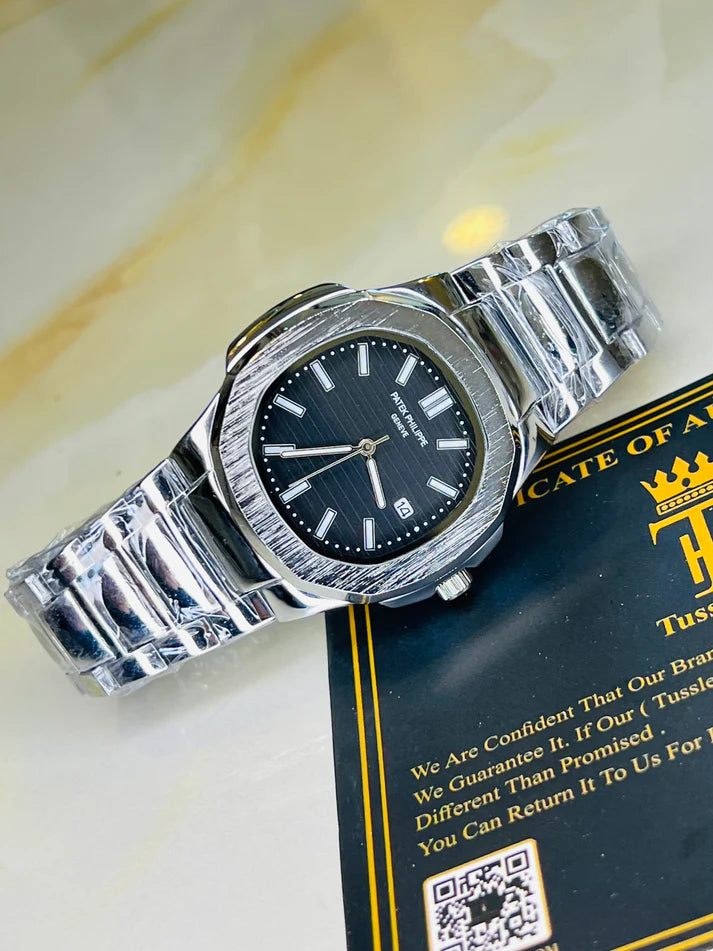 Mens Branded Watch Black Dial - Stainless Steel