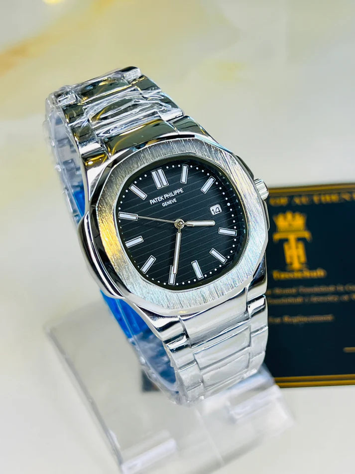 Mens Branded Watch Black Dial - Stainless Steel